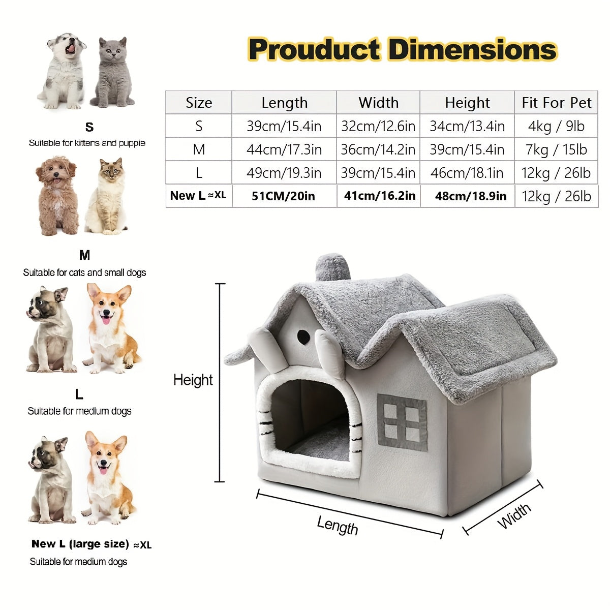 Luxury Double Roof Indoor Dog House Cat Nest Removable Washable Pet Bed All Seasons Pet Tent