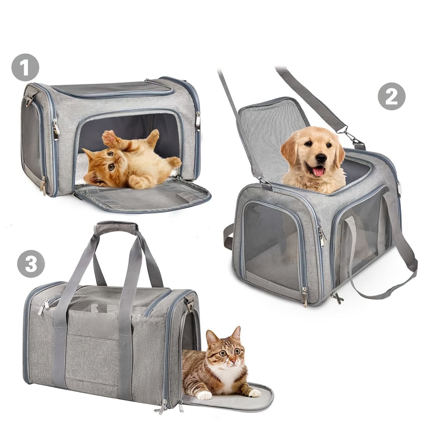 Ultra Comfy Portable Pet Carrier Bag Spacious Premium Plush Mat Safe Travel Companion for Medium Cats and Small Dogs Up to 15 Pounds