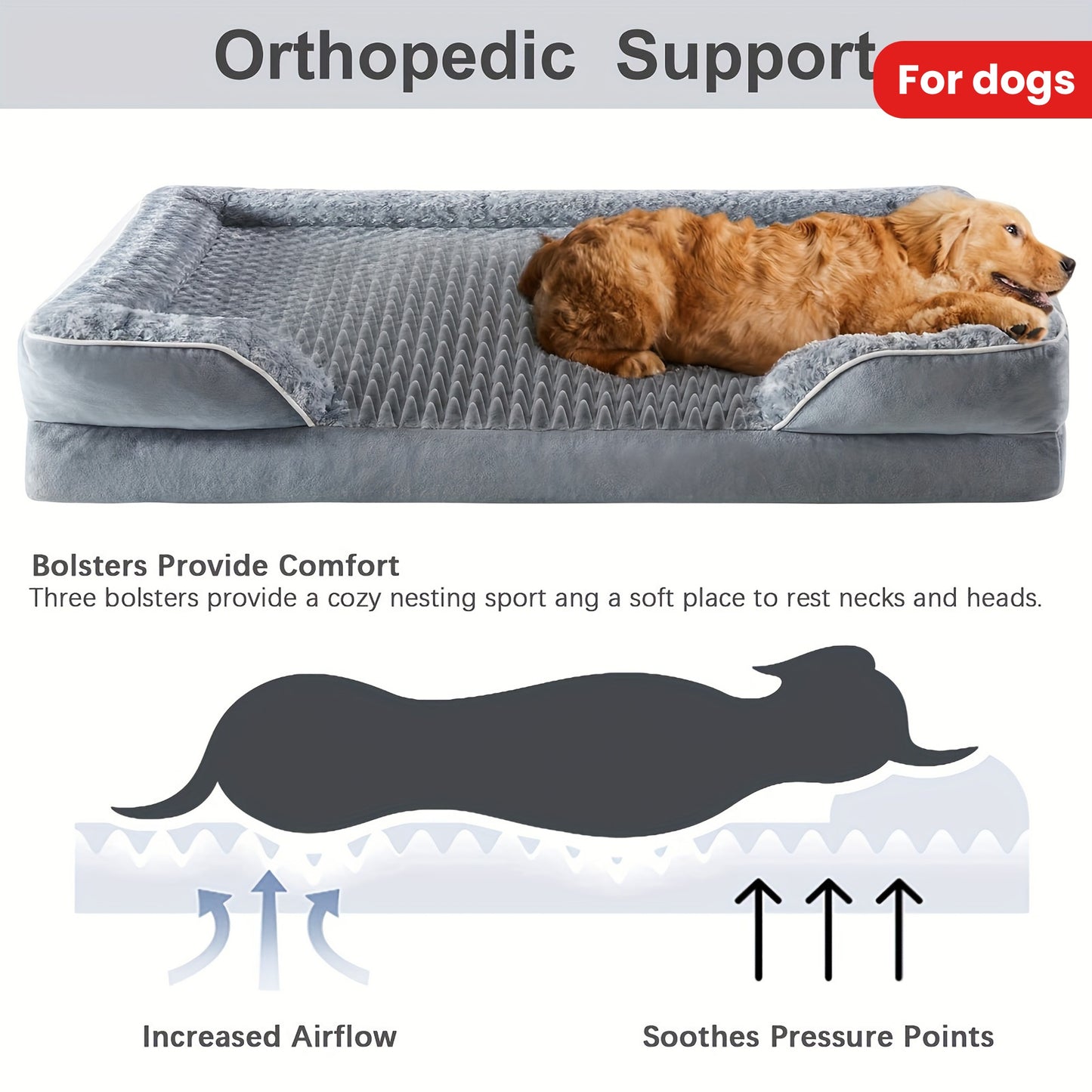 XL Orthopedic Dog Bed for Extra Large Dogs - High Quality Sofa Style Pet Sleeper with Washable Removable Cover and Non Slip Memory Foam