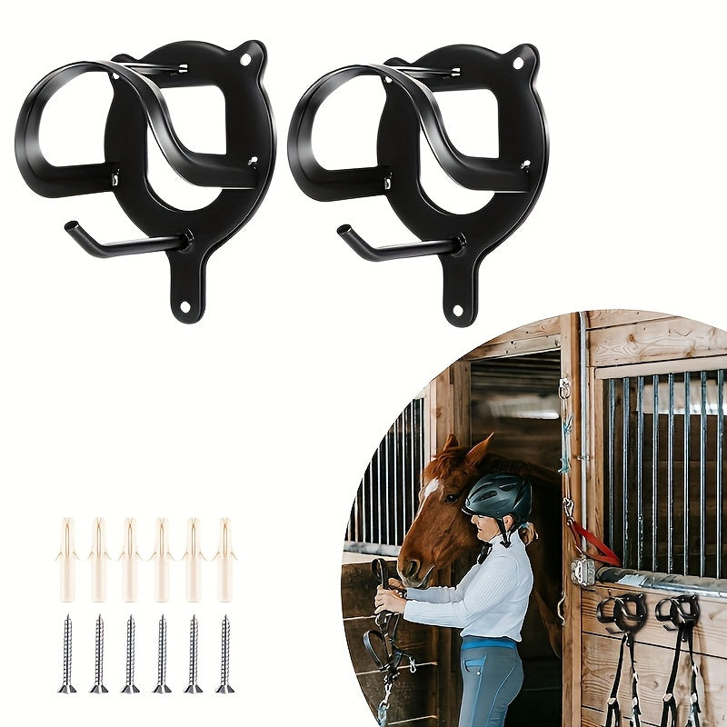 Maquita 6 Counts Horse Bridle Rack Bridle Bracket Bridle Hooks Horse Tack Storage Halter Hanger Metal Bridle Holder with Tubes and Screw for Horse Barn Supplies Black