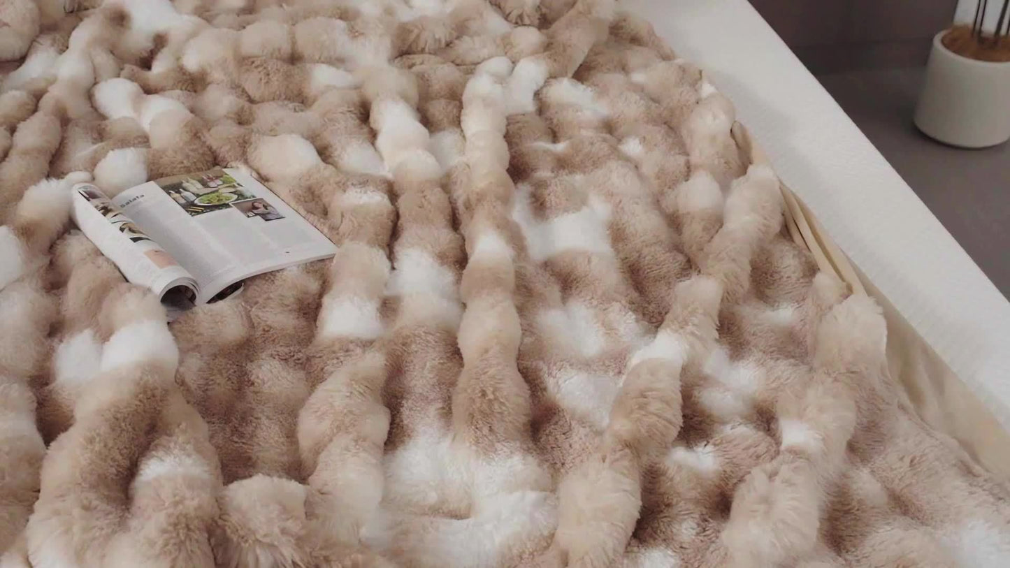 1PC Faux Rabbit Fur Queen Blanket For Bed Thick Warm Cozy