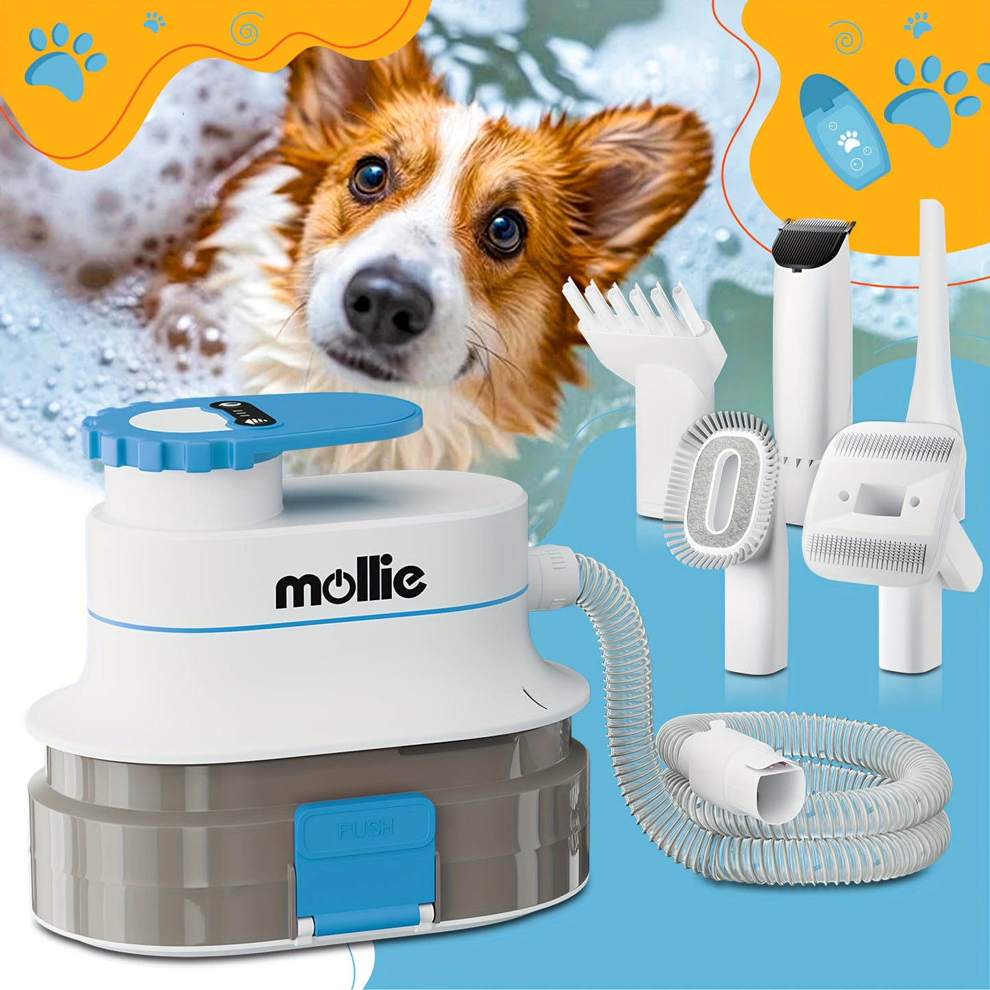 Dog Grooming Kit Vacuum and Blow Dryer Pet Grooming Vacuum with 6 Grooming Tools Trimmer and Guide Combs for Dog Cat and Other Animals