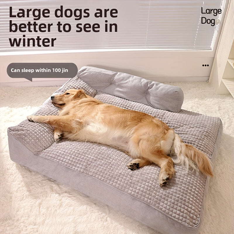 Cozy Striped Dog Bed Mat for All Seasons Non Slip Bottom Removable Washable Cover Soft Polyester Fiber Fill Rectangle Shape Gray Ideal for Small to Large Dogs Pet Comfort Accessory Elegant Pet Bedding Durable Design