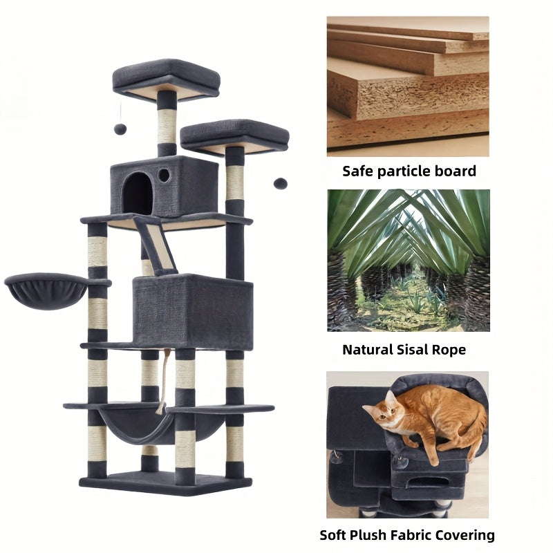 Cat Tree, Large Cat Tower with 13 Scratching Posts