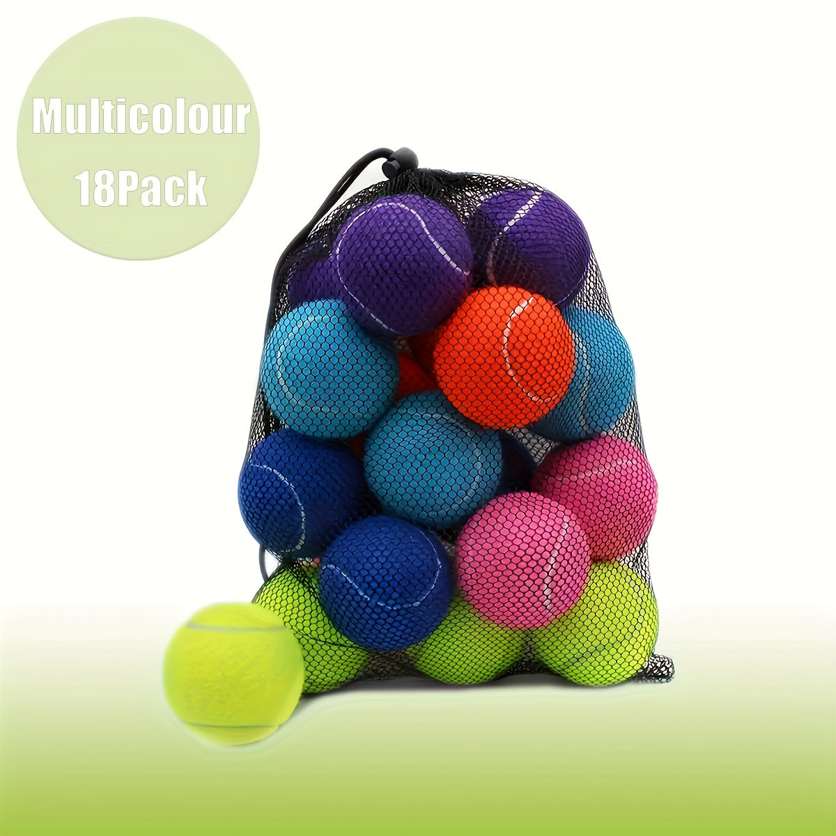 18pcs High-Visibility Neon Green Tennis Balls with Carry Bag
