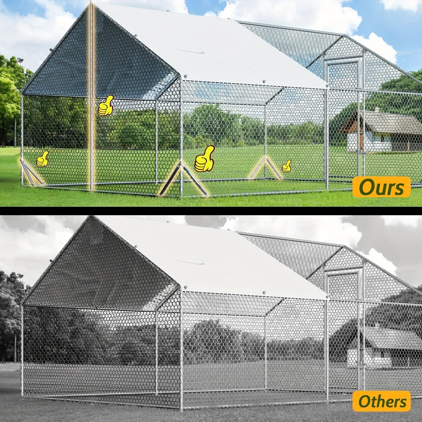 Large Metal Chicken Coop With Run Walk In Poultry Cage Dome Roofed Chicken Coops With Anti Ultraviolet Cover For Outdoor Backyard Farm