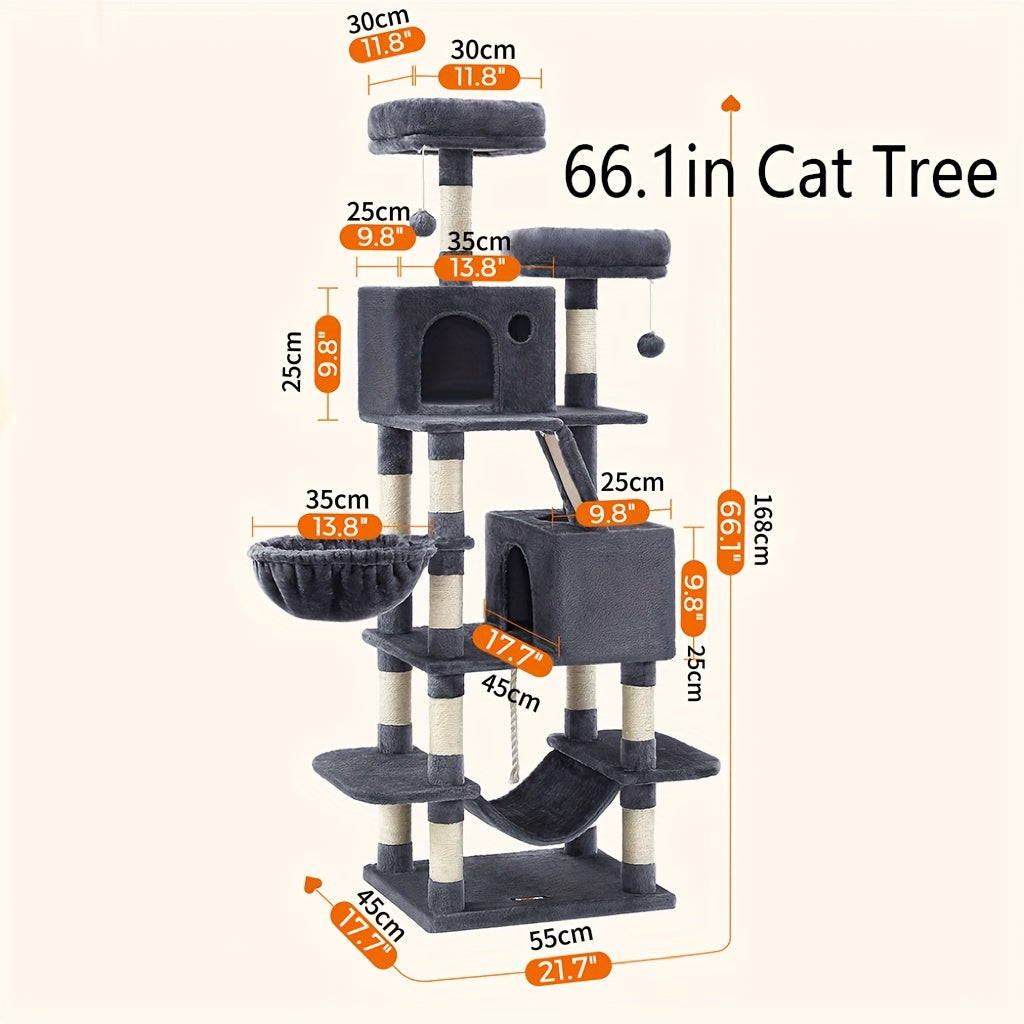 Cat Tree, Large Cat Tower with 13 Scratching Posts