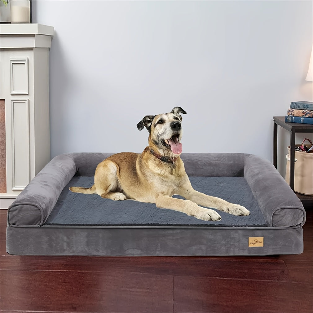 Large Sofa Dog Bed with Hidden Zipper and Waterproof Lining Ultra Plush Orthopedic Memory Foam Removable and Washable Cover Anti Slip Bottom All Season Comfort