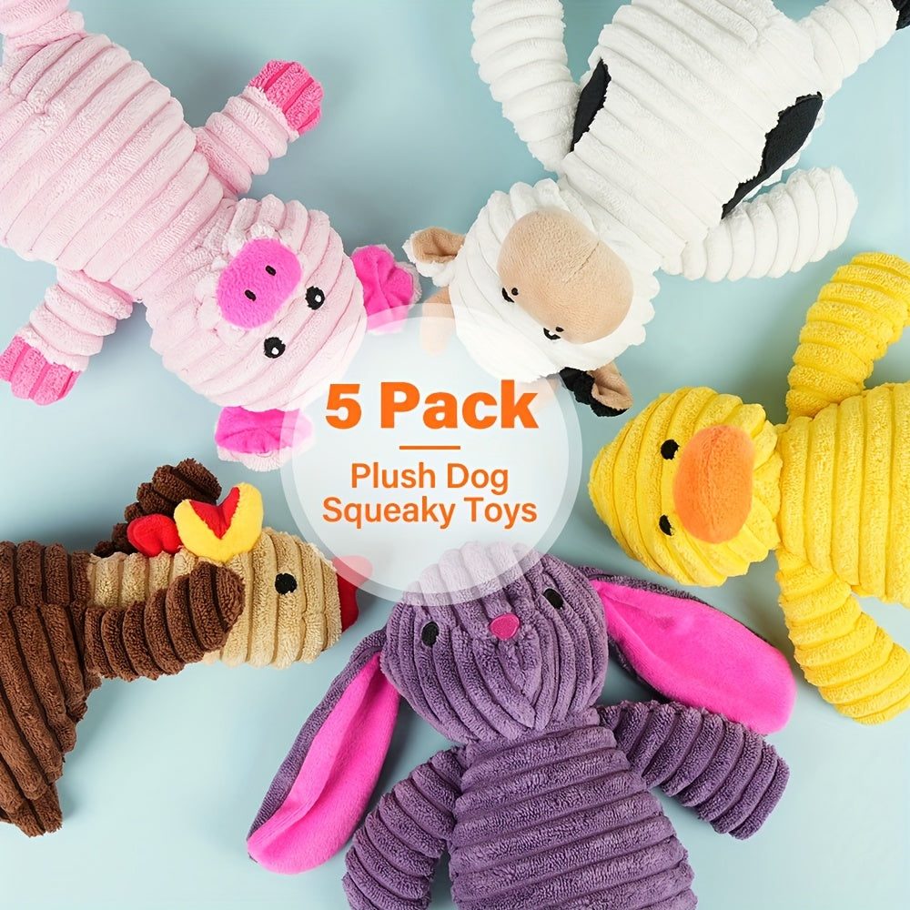 Dog Toys Pack Of 5 Plush Squeaky Toys Assortment Bundle