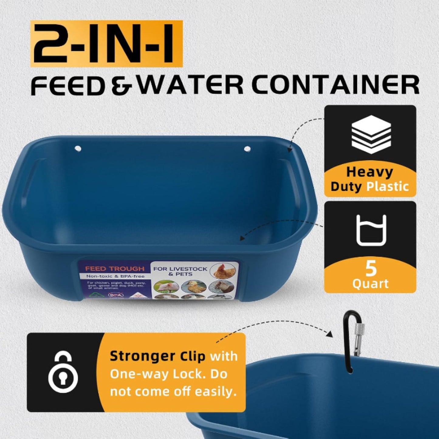 Hanging & Screw-In Poultry & Animal Feeder with Troughs