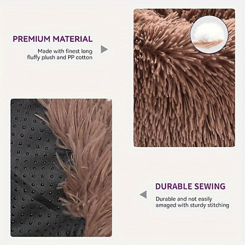 BreezeLodge 36 Inch Calming Dog & Cat Bed Brown Poufs
