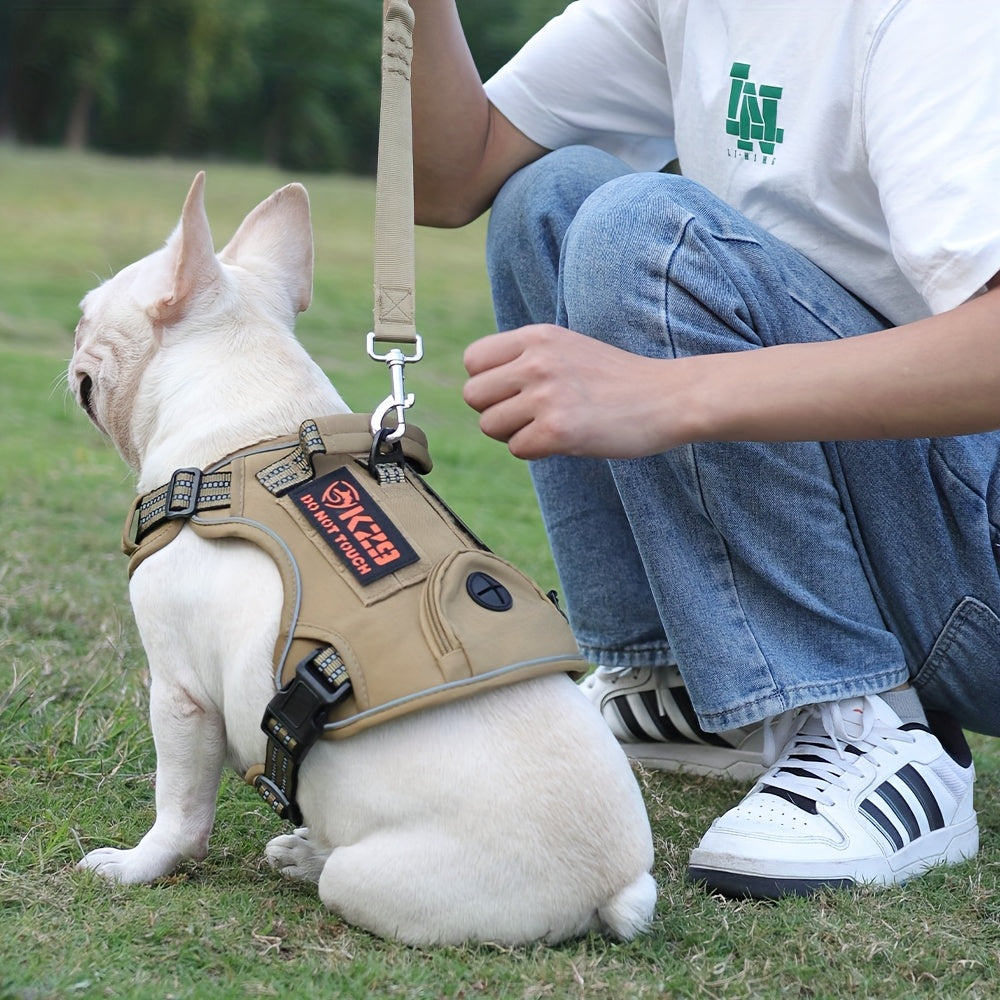 Tactical Dog Harness for Medium and Large Dogs Heavy Duty No Pull Dog Harness with Handle and Poop Bag Holder Adjustable Reflective Dog Vest for Training Walking and Hiking
