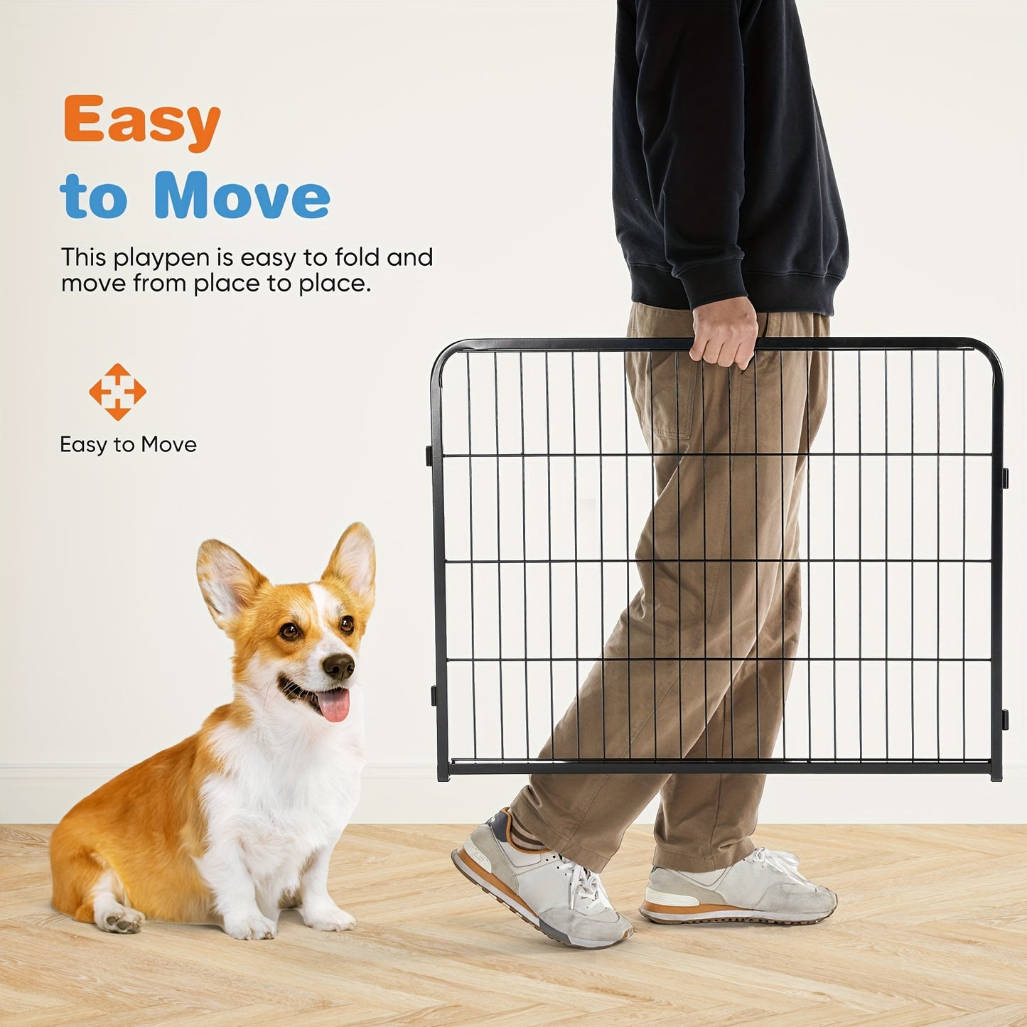 8 to 16 Panels DIY Indoor Dog Puppy Playpen Metal Dog Kennel with Door for Large Medium Small Dogs Safe and Stress Free Easy to Move and Assemble Indoor Outdoor Use