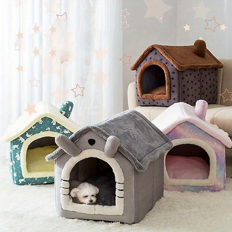 Dog Houses Soft Indoor Enclosed Tent Huts Warm Cave