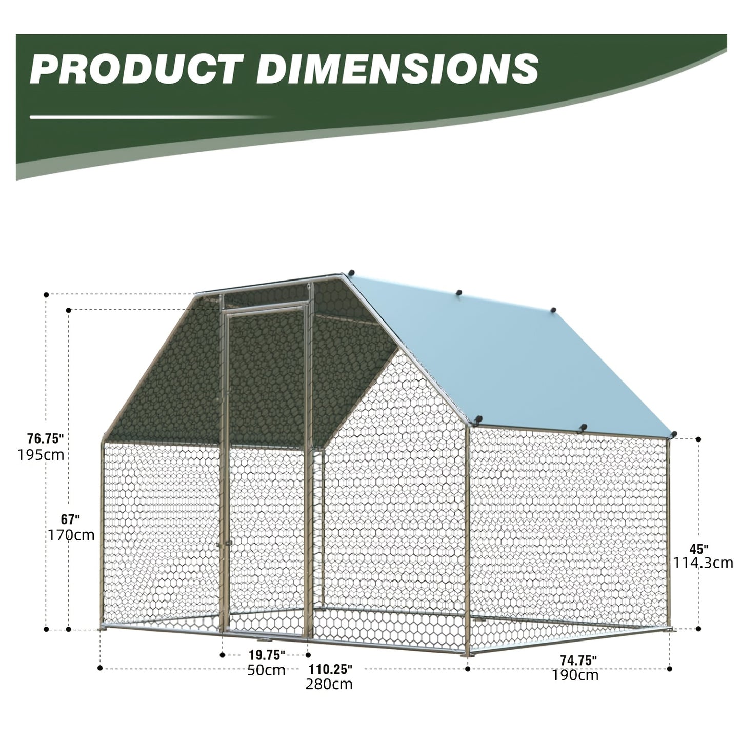 Large Metal Chicken Coop With Run Walk In Poultry Cage Dome Roofed Chicken Coops With Anti Ultraviolet Cover For Outdoor Backyard Farm