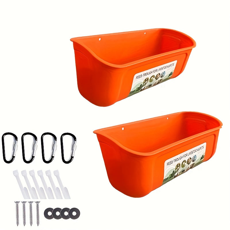 Extra Large Goat Feeder with Clip Hanging Chicken Feeder Livestock and Poultry Feeding Trough Bucket for Goats Sheep Ducks Geese Piglets Horses Deer 12.91 Inch by 7.1 Inch by 7.1 Inch