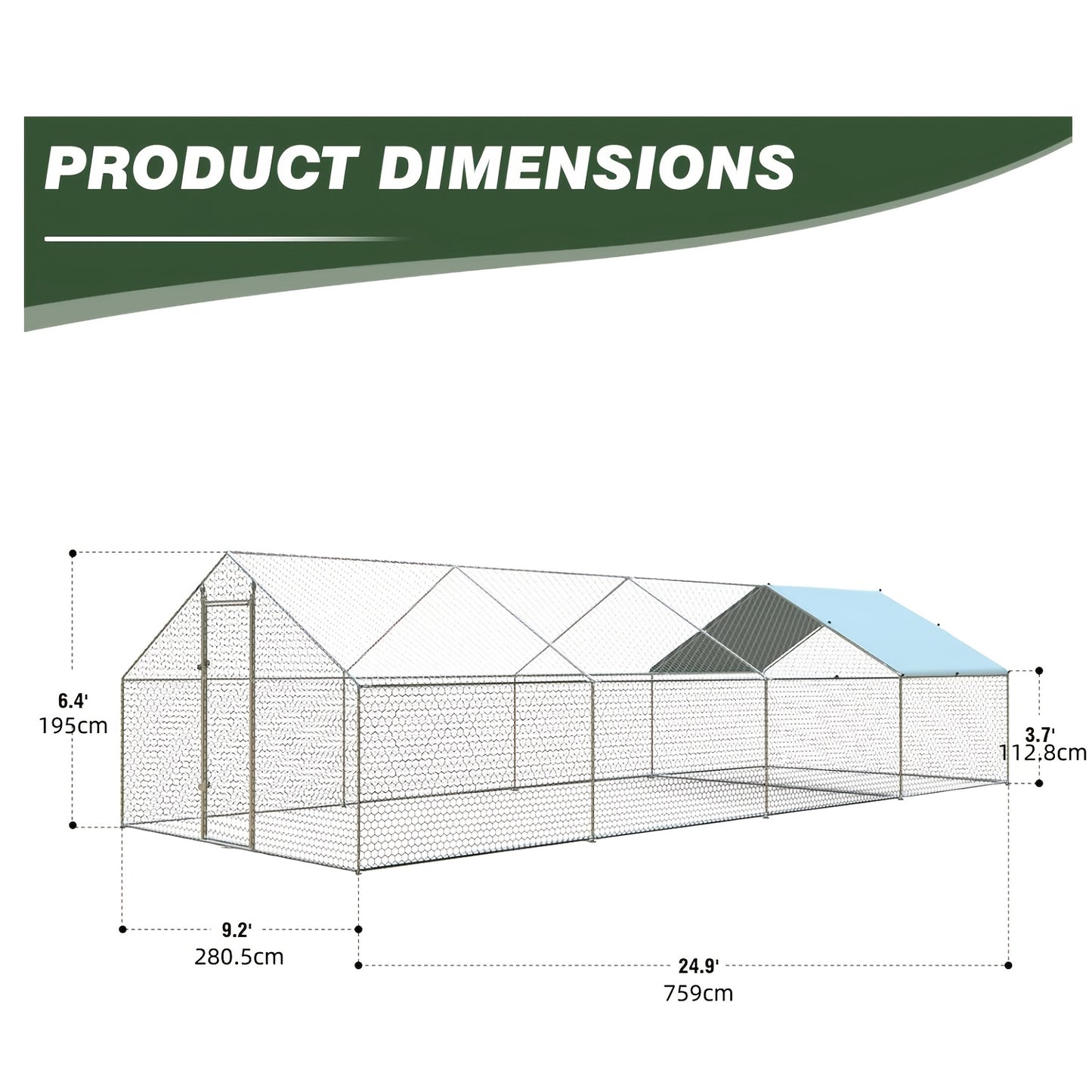 Large Metal Chicken Coop With Run Walk In Poultry Cage Dome Roofed Chicken Coops With Anti Ultraviolet Cover For Outdoor Backyard Farm