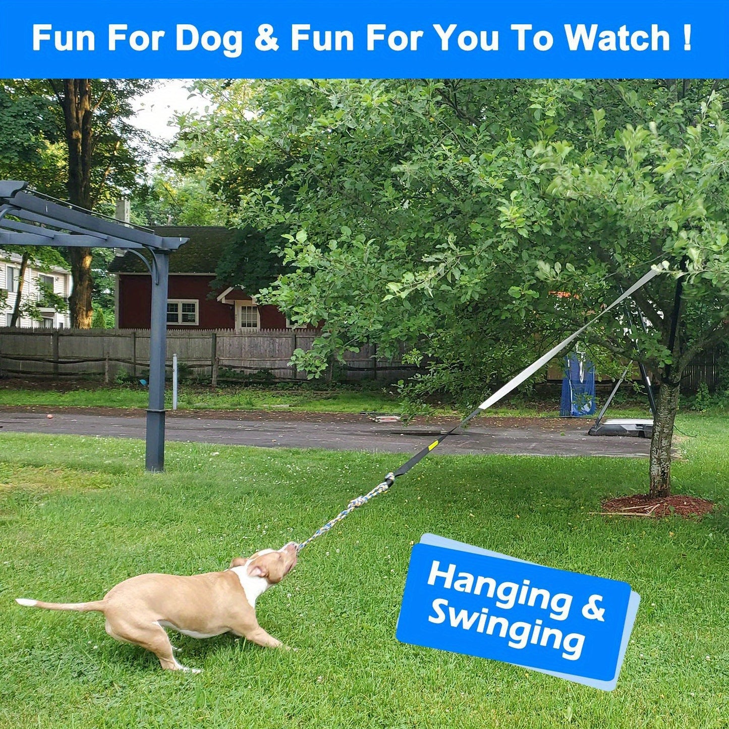 Loobani Outdoor Bungee Tug Toy for Dogs All Breeds Interactive Exercise Play Cord and Tether with Chew Rope