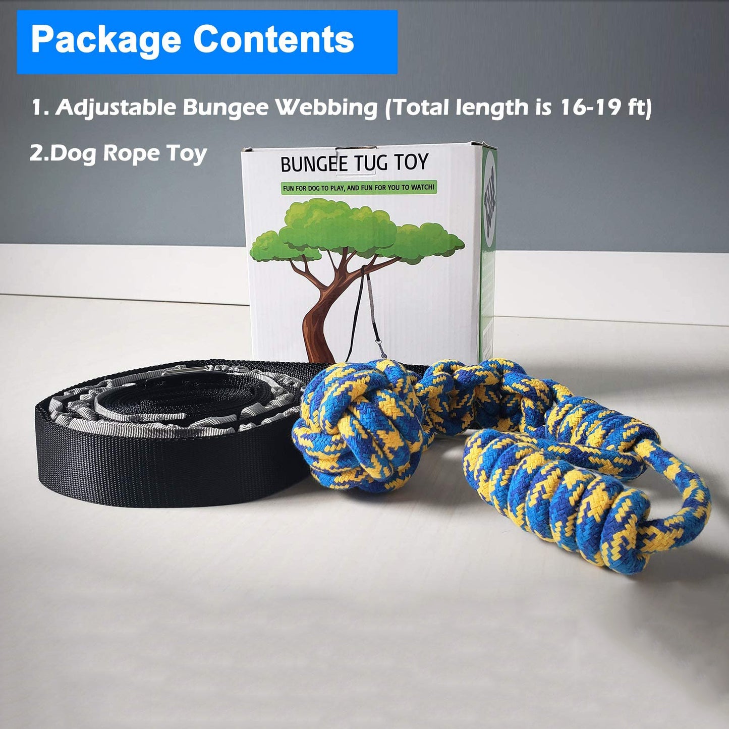 Loobani Outdoor Bungee Tug Toy for Dogs All Breeds Interactive Exercise Play Cord and Tether with Chew Rope
