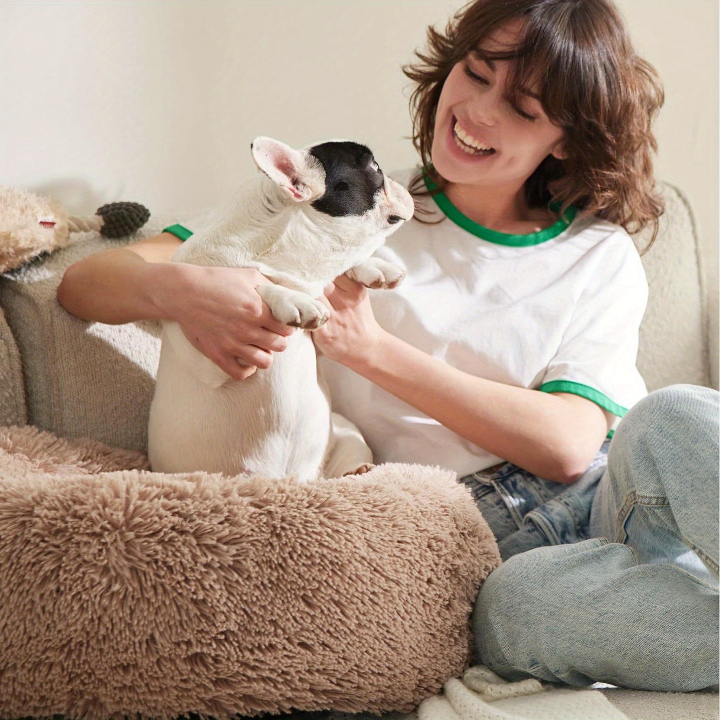 Calming Dog Bed For Medium Dogs - 30in Washable Plush Bed