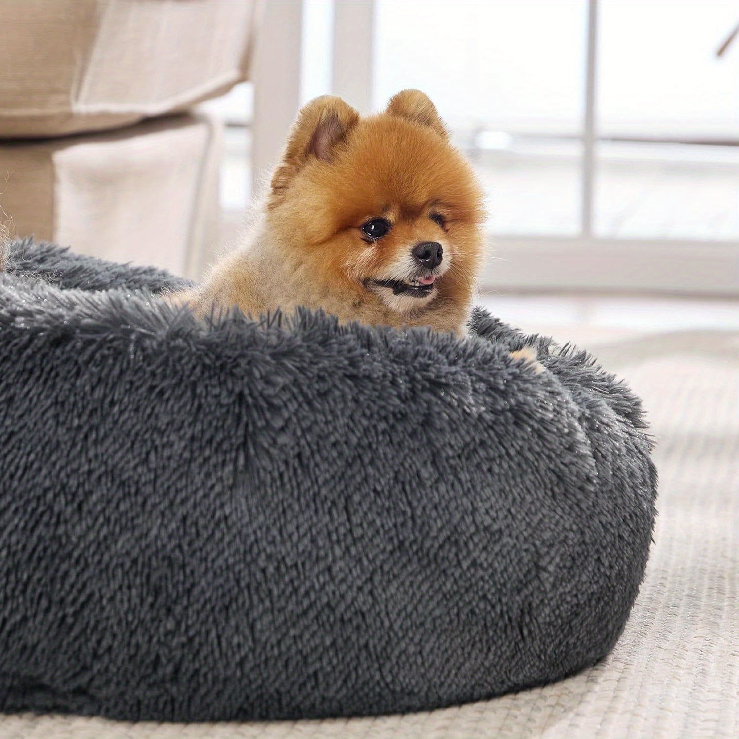 Calming Dog Bed For Medium Dogs - 30in Washable Plush Bed