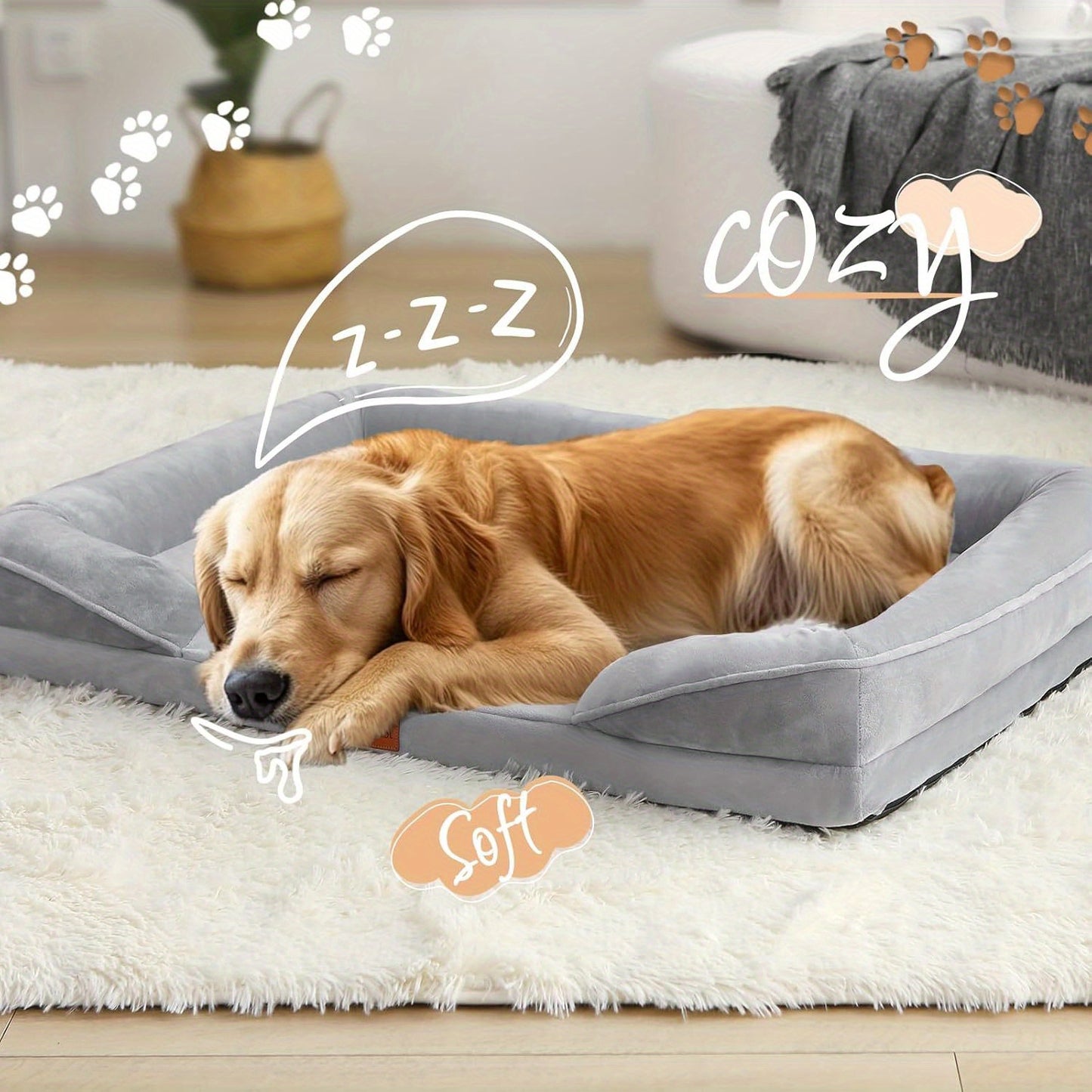1pc Extra Large Orthopedic Dog Bed with Memory Foam Design