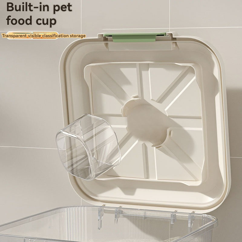 Large Volume Sealed Rice Barrel with Built-in Measuring Cups Insect and Moisture Resistant Reusable Food Grade Plastic Storage Container for Rice Grain Flour and Pet Food 30 Lbs Clear Design with Lid