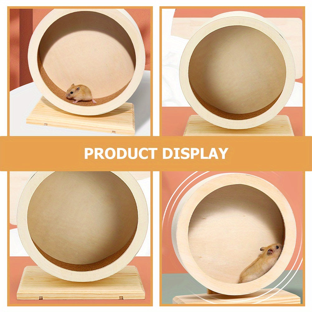 1pc Silent Wooden Hamster Exercise Wheel for Healthy Play