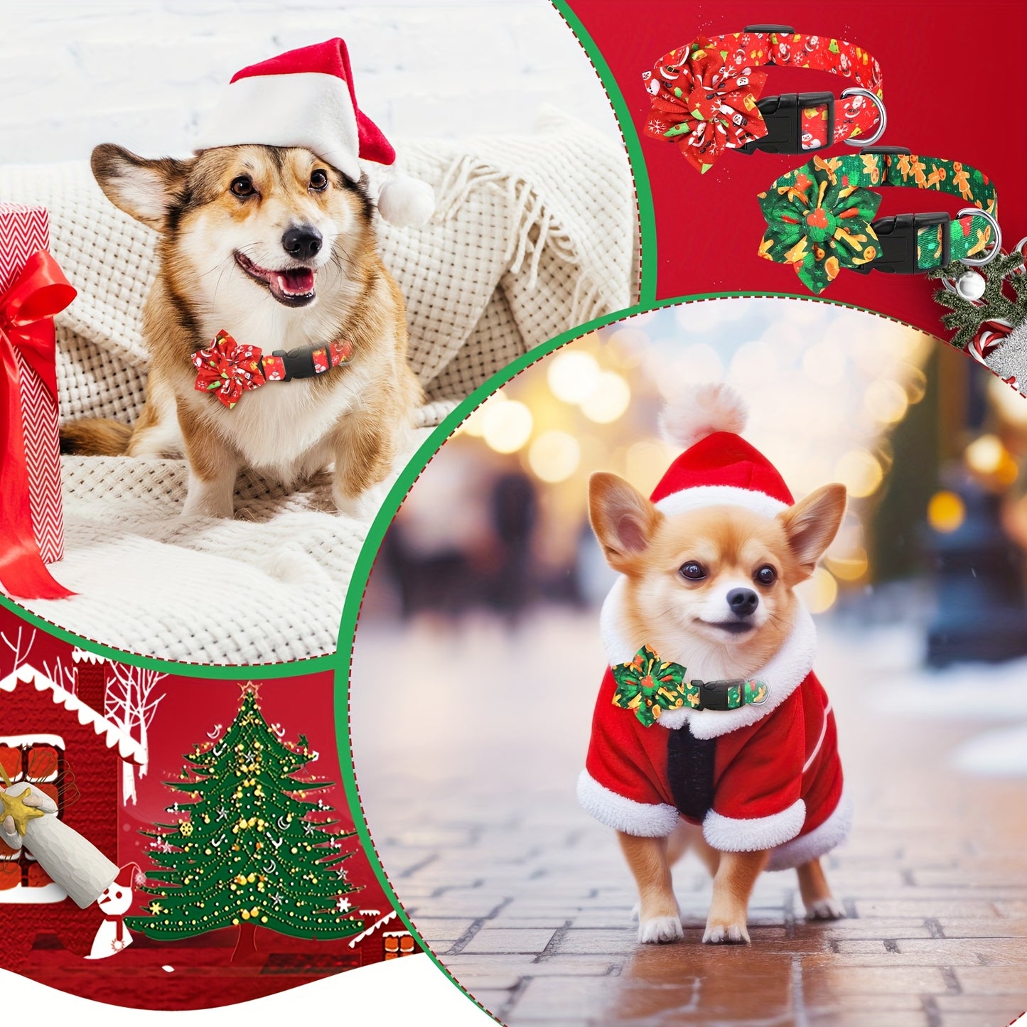 6 Pieces Holiday Dog Collars For Dogs Christmas Dog Collars With Flower Maple Turkey Pumpkin Adjustable Collars With Plastic Buckle
