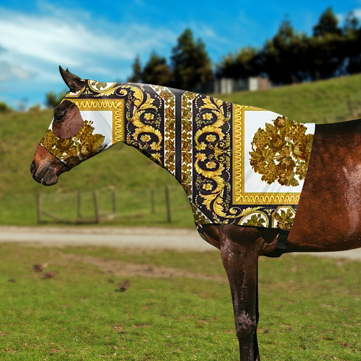 Spring Summer Equine Fly Mask with Zipper Wool Lined for Comfort Large Holes for Secure Fit Suitable for Horses