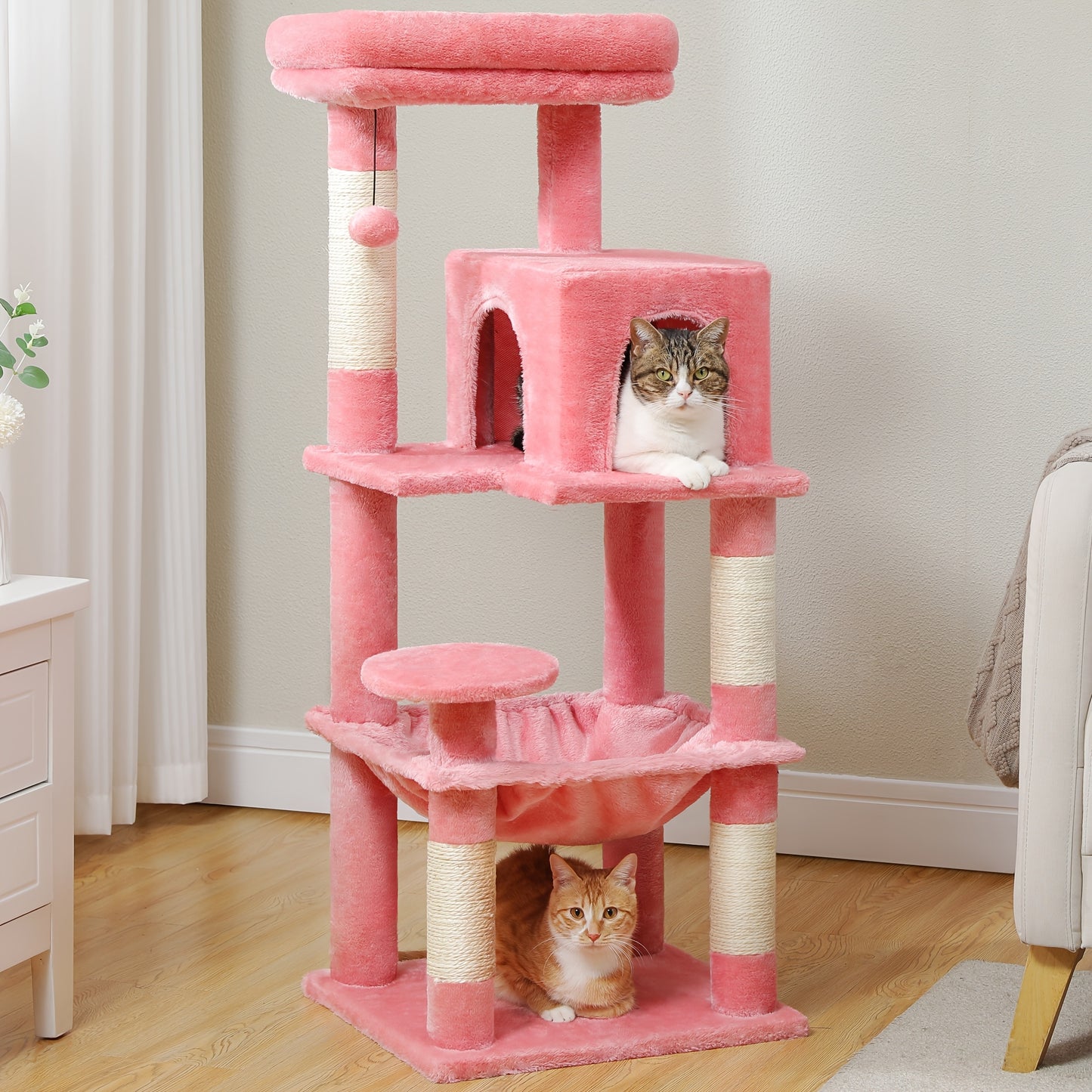 Tall Cat Tree 70.9 Inch Multi Level Activity Center For Indoor Cats With Metal Frame Large Hammock Dual Condo Houses And Scratching Posts
