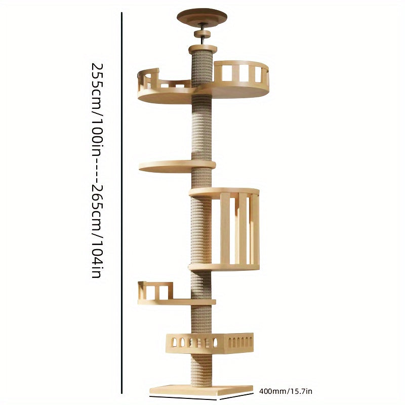 Premium Wooden Cat Climbing Frame With Multiple Platforms And Scratch Posts Sturdy And Spacious Cat Tree Assembly