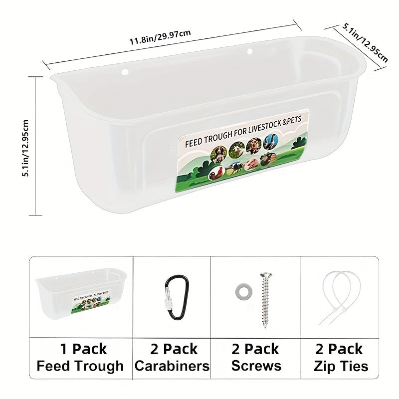 Extra Large Goat Feeder with Clip Hanging Chicken Feeder Livestock and Poultry Feeding Trough Bucket for Goats Sheep Ducks Geese Piglets Horses Deer 12.91 Inch by 7.1 Inch by 7.1 Inch