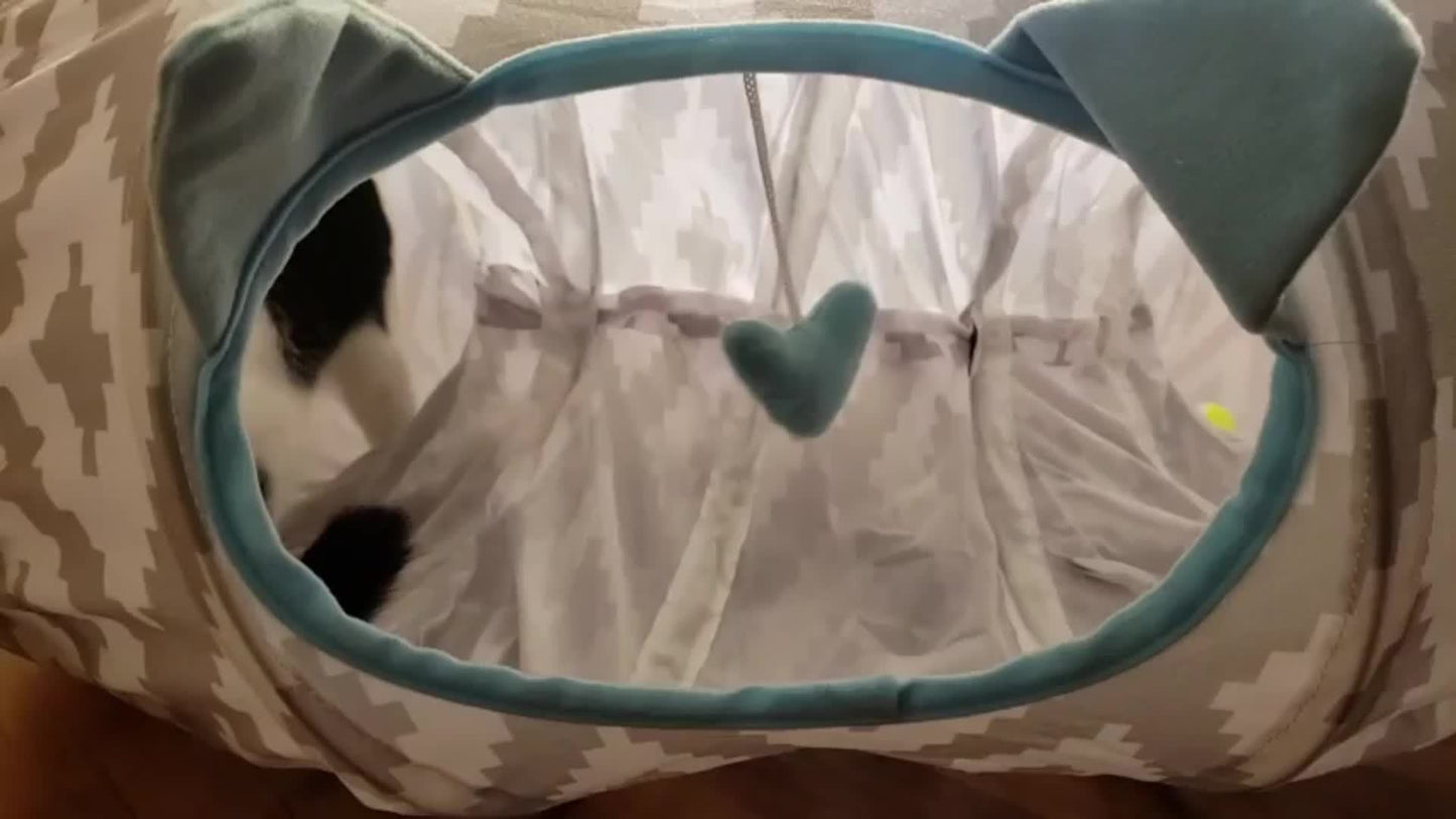 Large Donut Cat Tunnel Bed 2 in 1 Foldable Cat Cave and Toys Indoor and Outdoor Decor Perfect for Easter