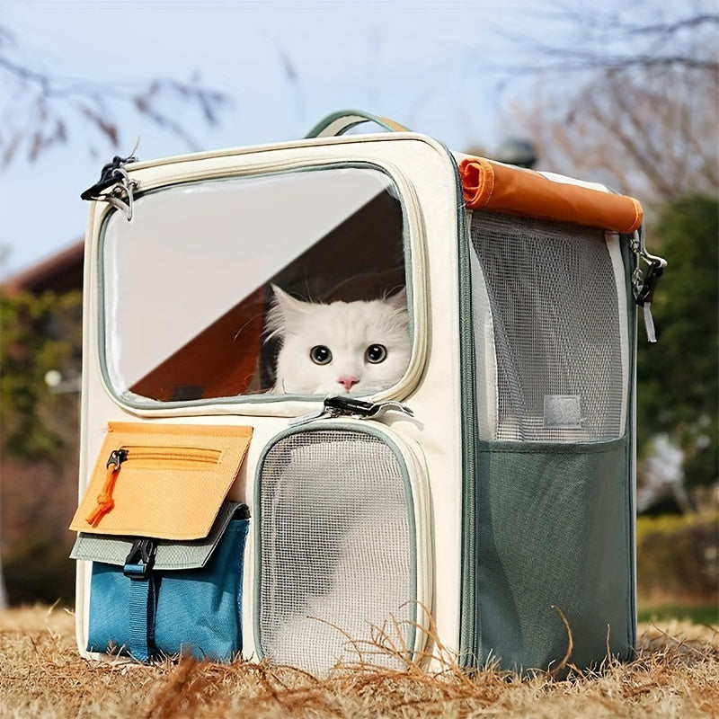 Spacious 45 Liter Pet Carrier for Cats and Dogs Under 27.56 Pounds Easy Travel Ventilated Design