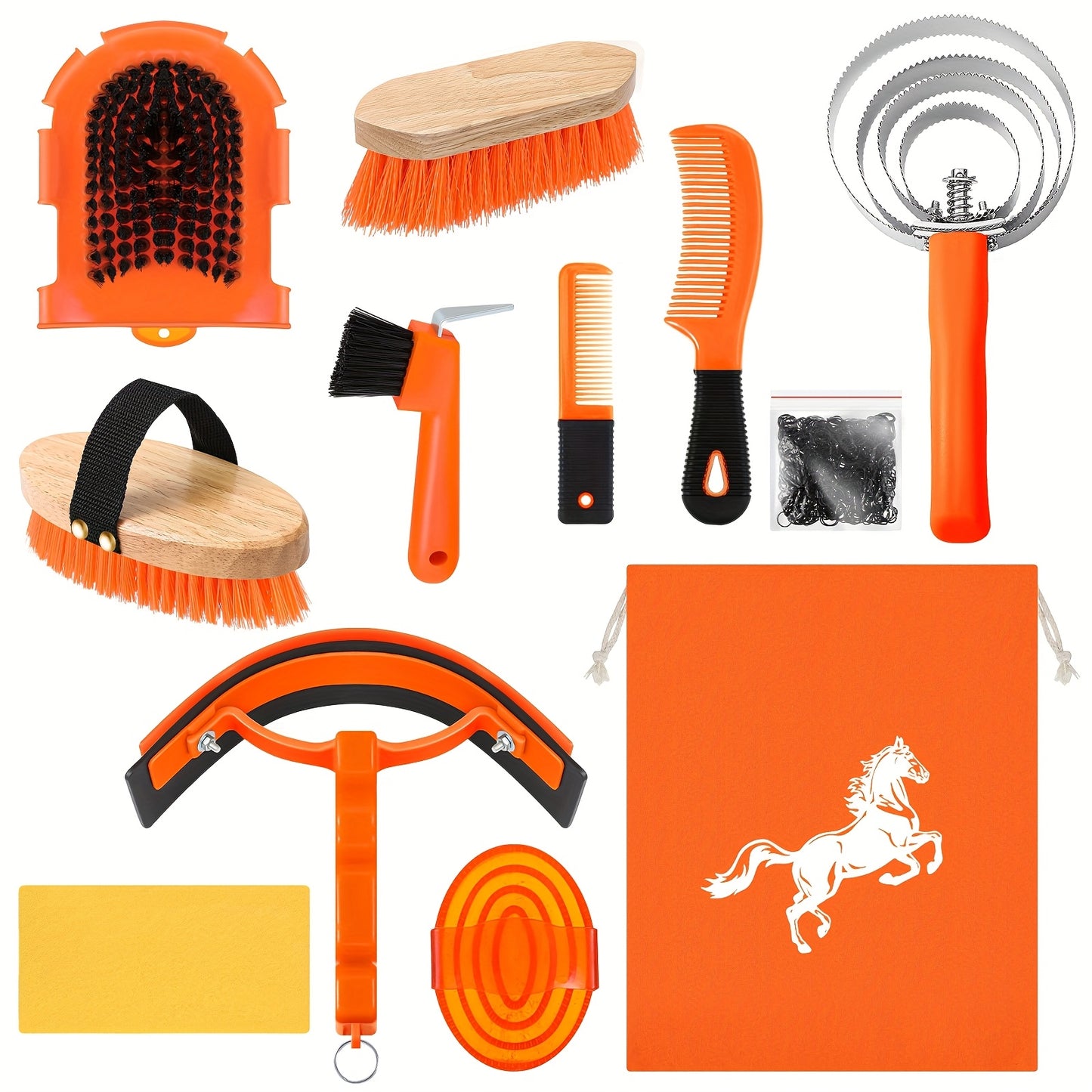 12Pcs Horse Grooming Kit Tack Room Supplies Khaki Tools