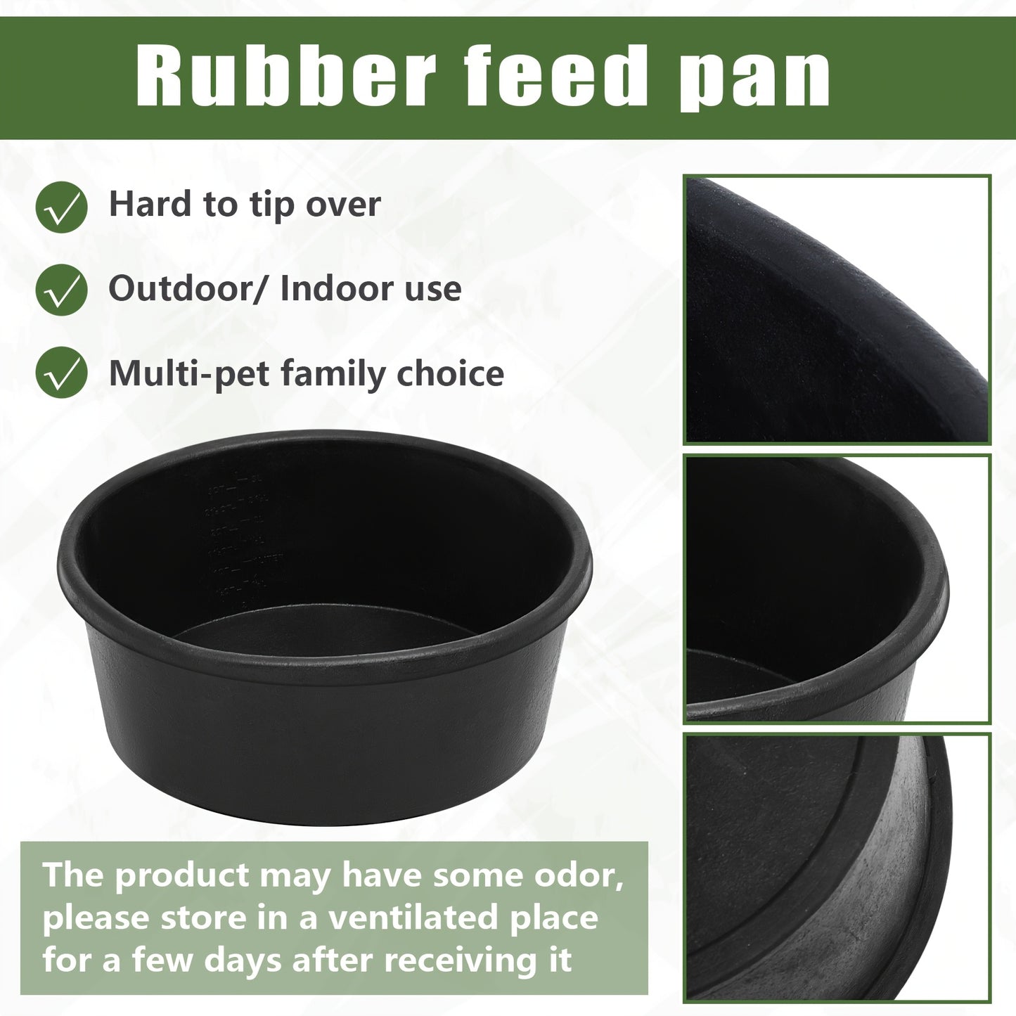 4pcs Rubber Feeder Pan 4 Quart Durable Rubber Feed Pan Utility Horse Feed Bucket Resistant Bowl For Goats Horses Chickens Dust Bath Container Animal Feeding