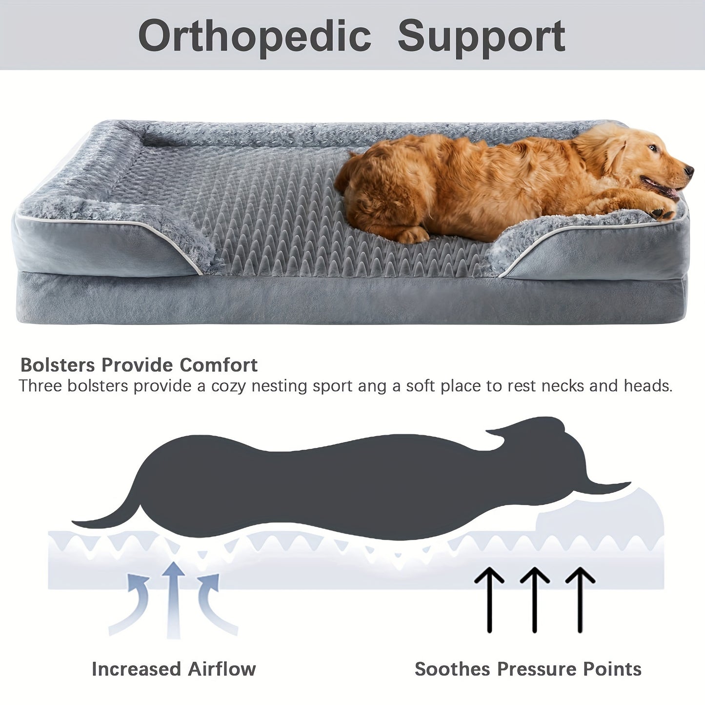 XL Orthopedic Dog Bed for Extra Large Dogs - High Quality Sofa Style Pet Sleeper with Washable Removable Cover and Non Slip Memory Foam