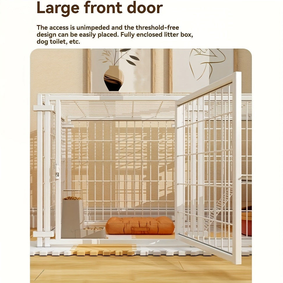 Sturdy 48 Inch X 24 Inch Indoor Pet Enclosure with Escape Proof Top Ideal for Cats Rabbits Small and Medium Dogs White