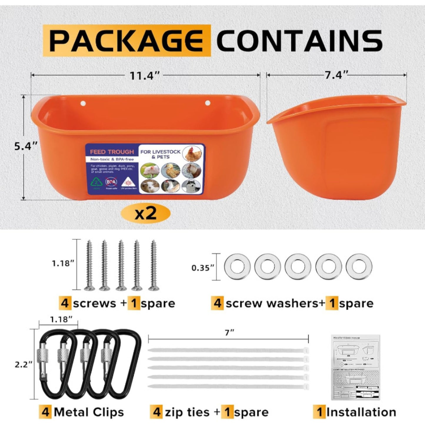 Hanging & Screw-In Poultry & Animal Feeder with Troughs