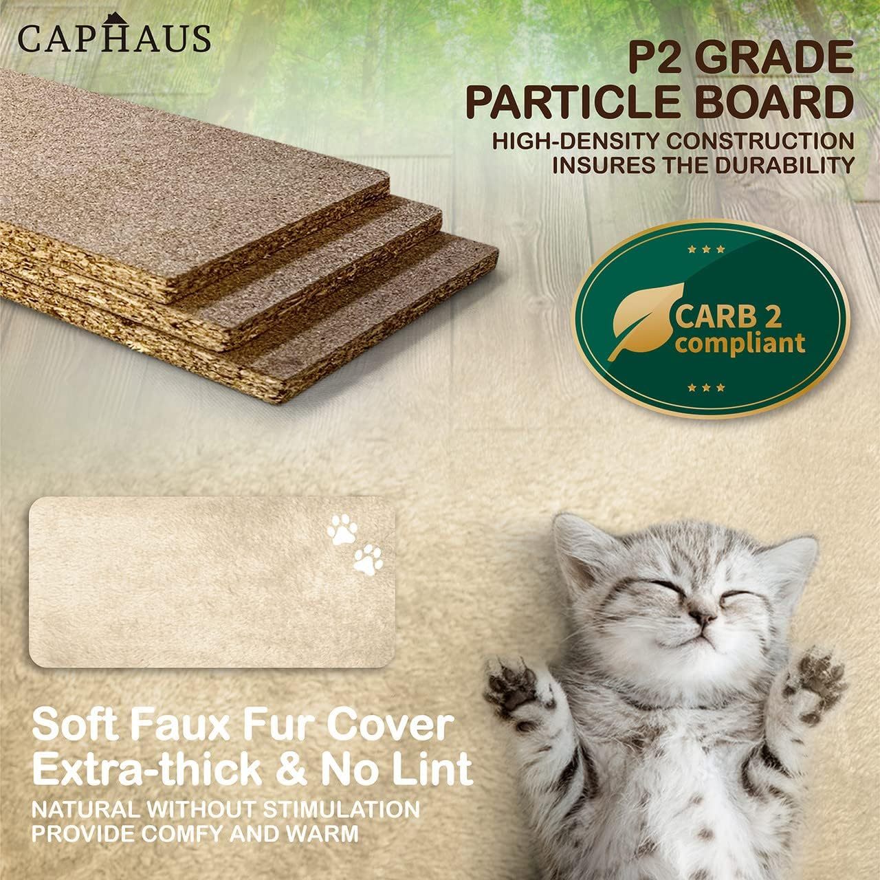 Caphaus Tall Cat Tree for Indoor Cats Modern Cute 70 Inch Climbing Play Tower with Top Perch for Large Kittens Multi Level Cat Activity Tree with Scratching Posts Hammock Cat Cave Condo