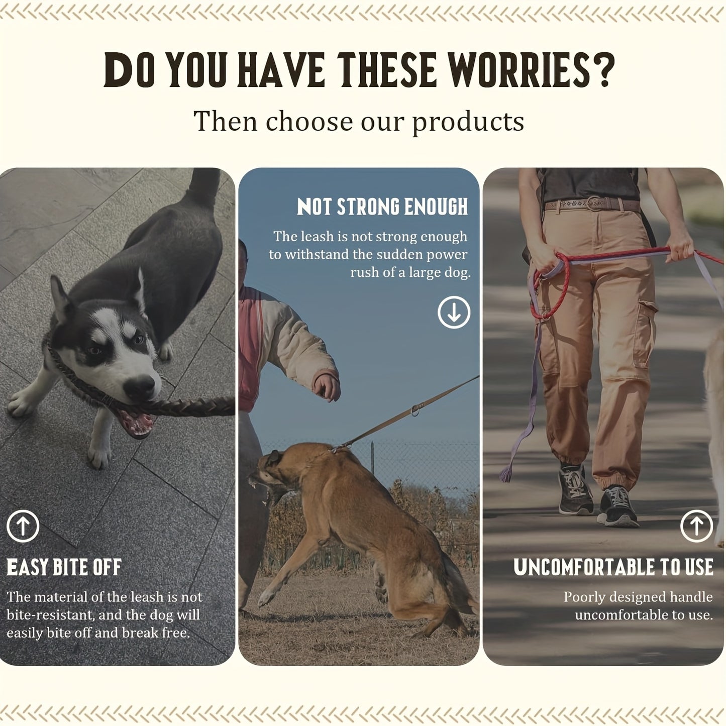 5-Foot Genuine Dog Leash with Cowhide Collar for Dogs