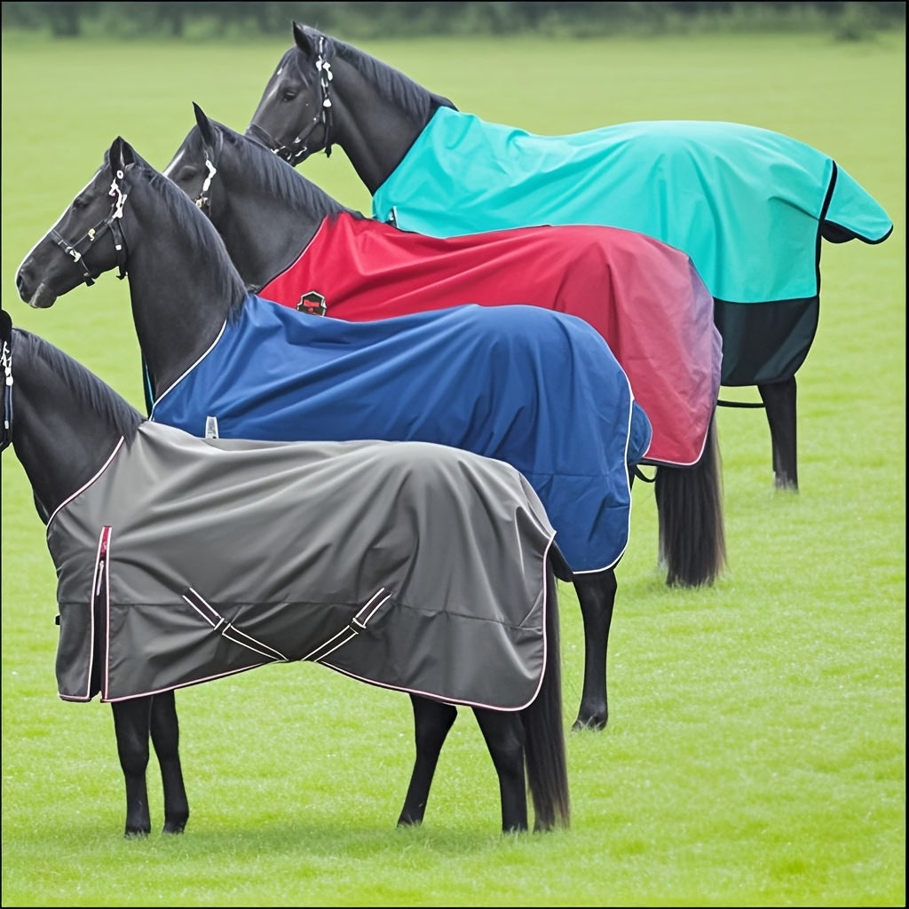 Barn and Stable 600D 3000mm Waterproof and Breathable Horse Rain Sheet Turnout Blanket with Fleece Withers Protection and Double Gusset Front Lightweight All Breed Horse