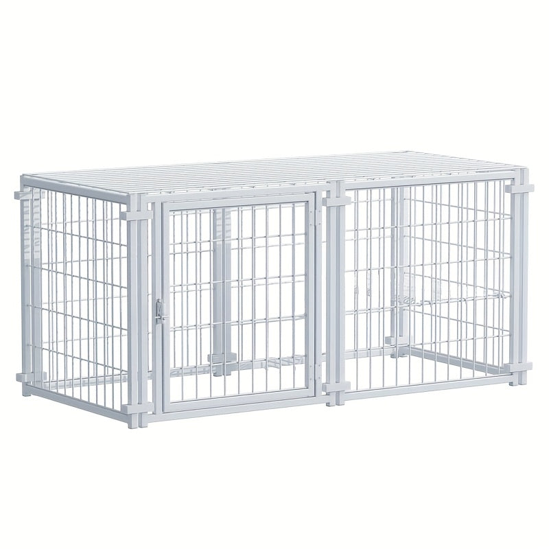 Sturdy 48 Inch X 24 Inch Indoor Pet Enclosure with Escape Proof Top Ideal for Cats Rabbits Small and Medium Dogs White