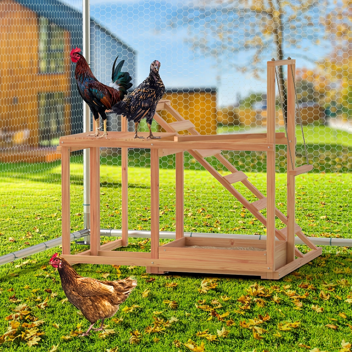Chicken Perch Chicken Coop Accessory With Swing Ramp Platform