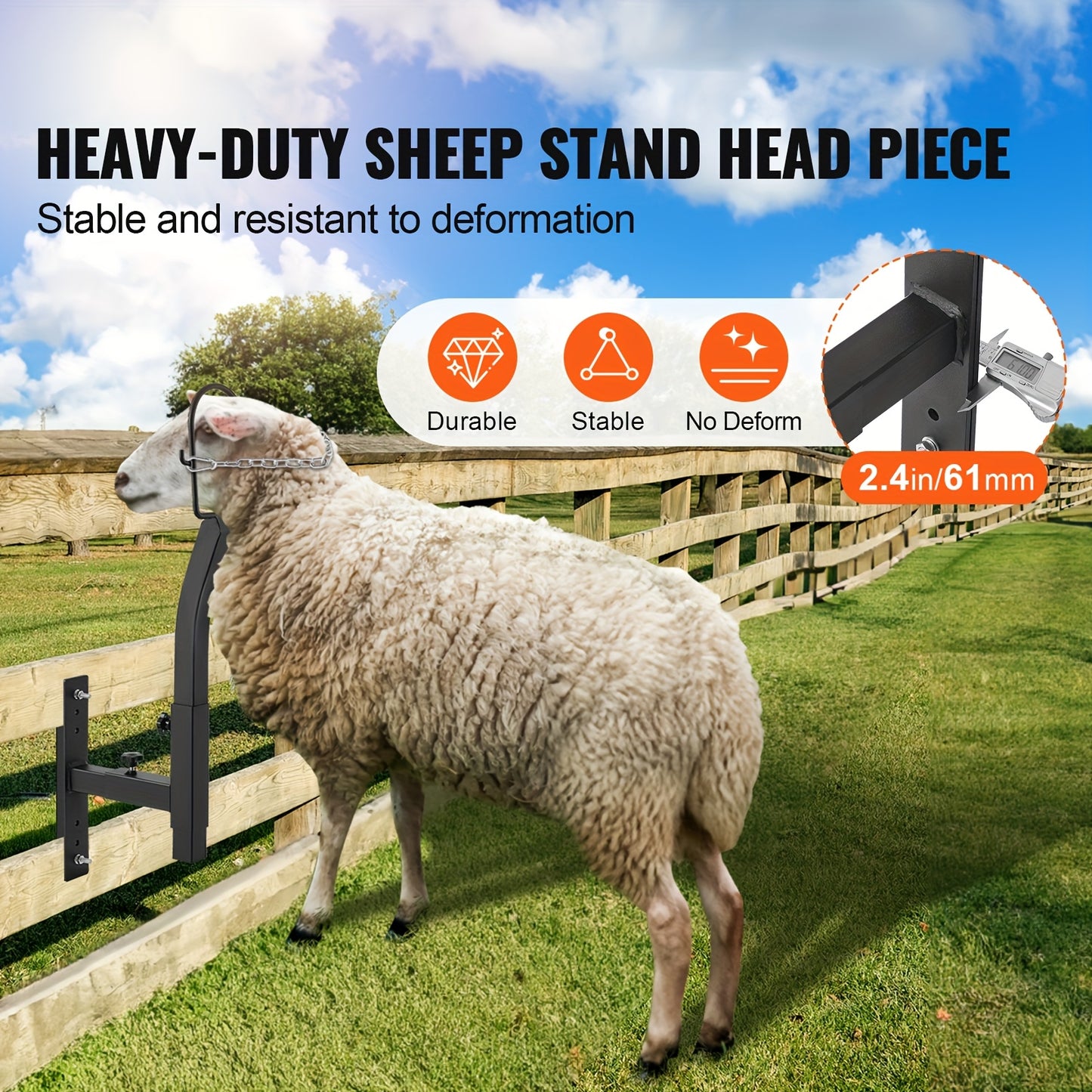 Happybuy Livestock Trimming Stand Goat and Sheep Stand with Adjustable Height and Width Metal with Nose Loop and Headpiece Ideal for Milking and Shearing Black