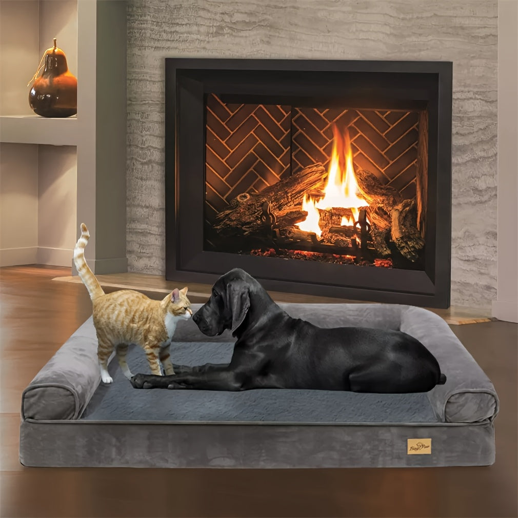 Large Sofa Dog Bed with Hidden Zipper and Waterproof Lining Ultra Plush Orthopedic Memory Foam Removable and Washable Cover Anti Slip Bottom All Season Comfort