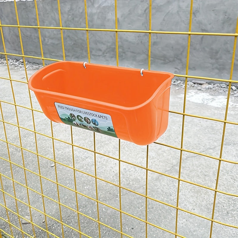 Extra Large Goat Feeder with Clip Hanging Chicken Feeder Livestock and Poultry Feeding Trough Bucket for Goats Sheep Ducks Geese Piglets Horses Deer 12.91 Inch by 7.1 Inch by 7.1 Inch