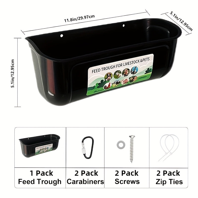Extra Large Goat Feeder with Clip Hanging Chicken Feeder Livestock and Poultry Feeding Trough Bucket for Goats Sheep Ducks Geese Piglets Horses Deer 12.91 Inch by 7.1 Inch by 7.1 Inch