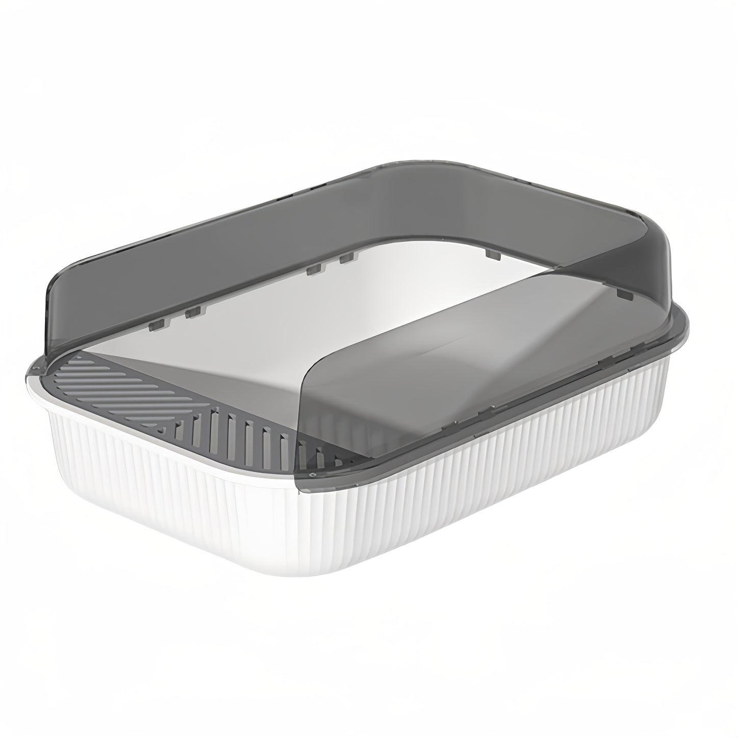 1pc Oversized Semi-Enclosed Cat Litter Box with Removable Tray